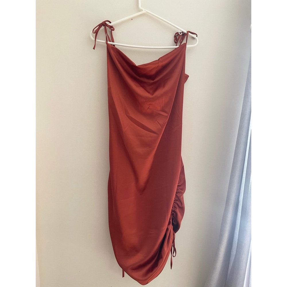 Half Island Satin Ruched Dress
